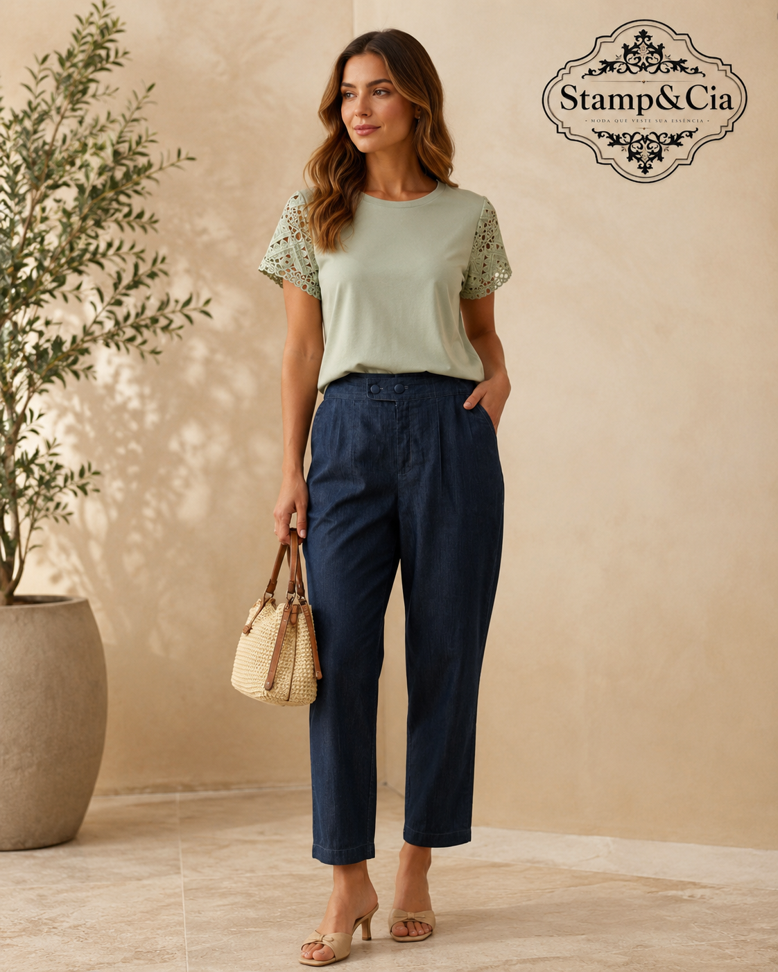 Blusa malha/calça jeans chambre