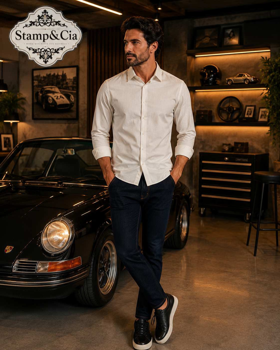 Camisa branca/calça sarja