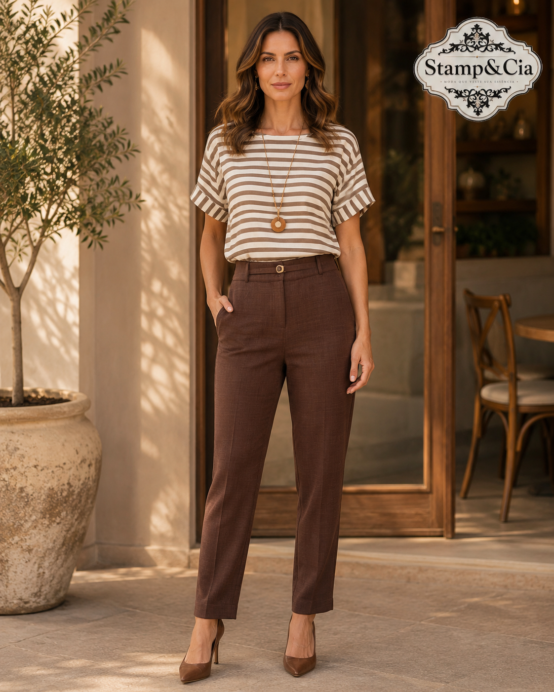 Blusa listrada/calça social